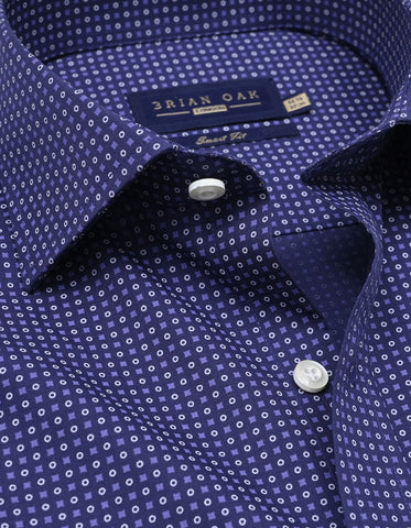 Chemise à motifs facile d'entretien – Bleu égyptien