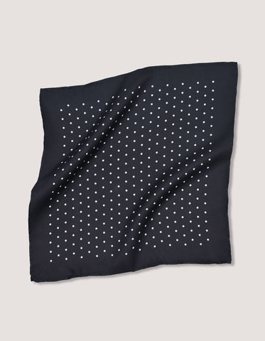 Black Polka Dot Silk Pocket Square