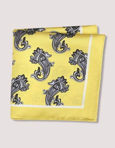 Pochette en soie à motif cachemire jaune