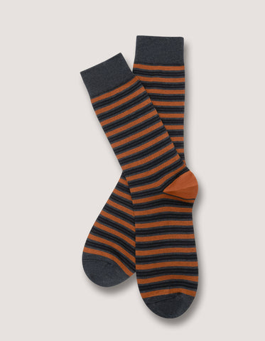 Rust Striped Cotton Socks