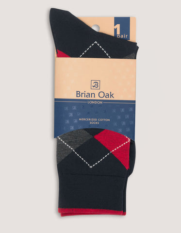 Premium Red and Black Argyle Socks