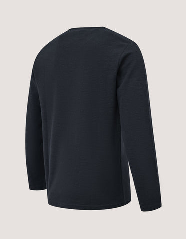 Black Long Sleeve Textured Crew Neck T-Shirt