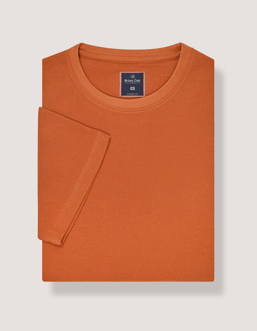 Fiery Rust Textured Cotton T-Shirt