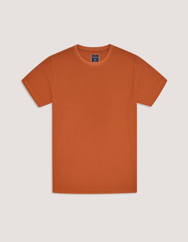 Fiery Rust Textured Cotton T-Shirt