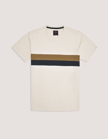 T-shirt blanc cassé à rayures contrastées