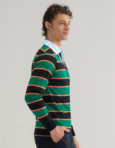 Maillot de rugby rayé vert britannique