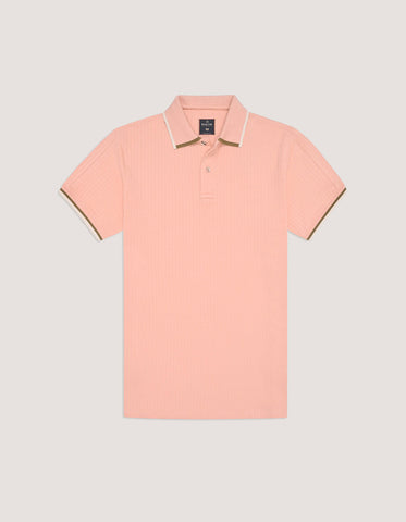 Pink Textured Designer Polo Shirt