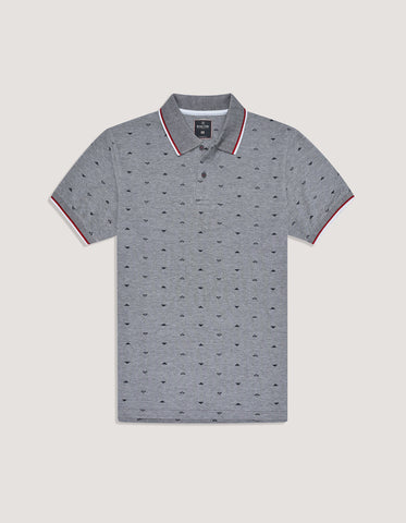 Navy Patterned Polo Shirt