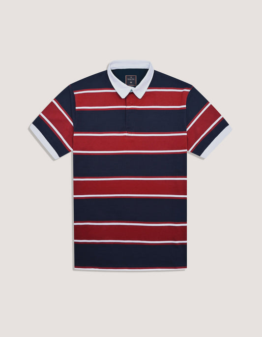 Navy and Red Striped Polo Shirt
