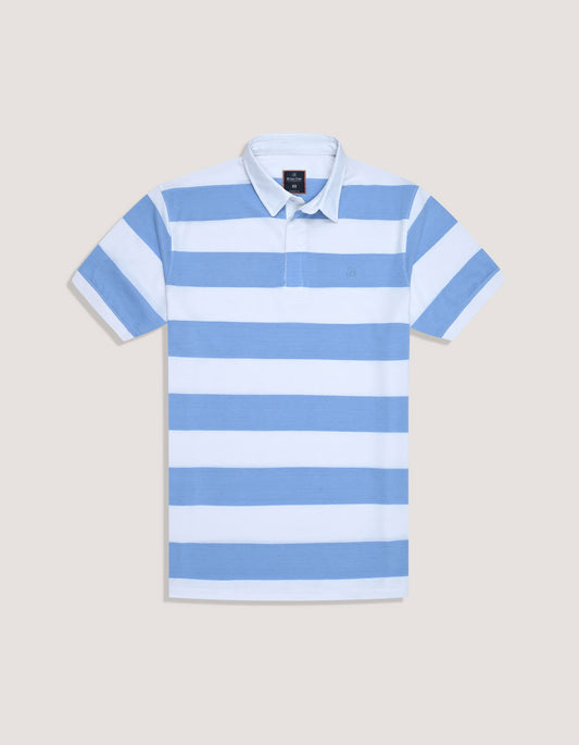 Sky Blue Striped Polo Shirt