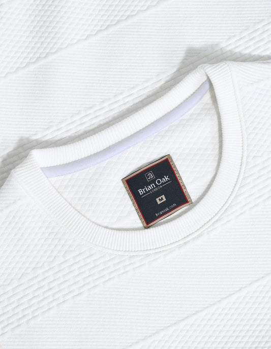 Off White Textured Jacquard Sweatshirt