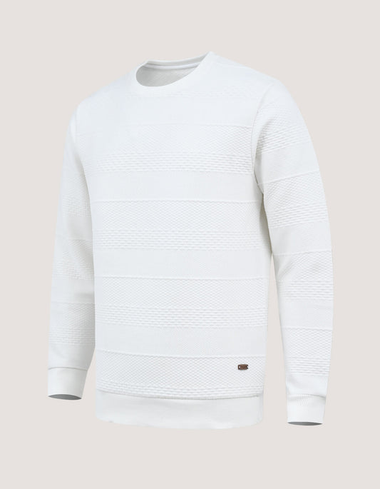 Off White Textured Jacquard Sweatshirt