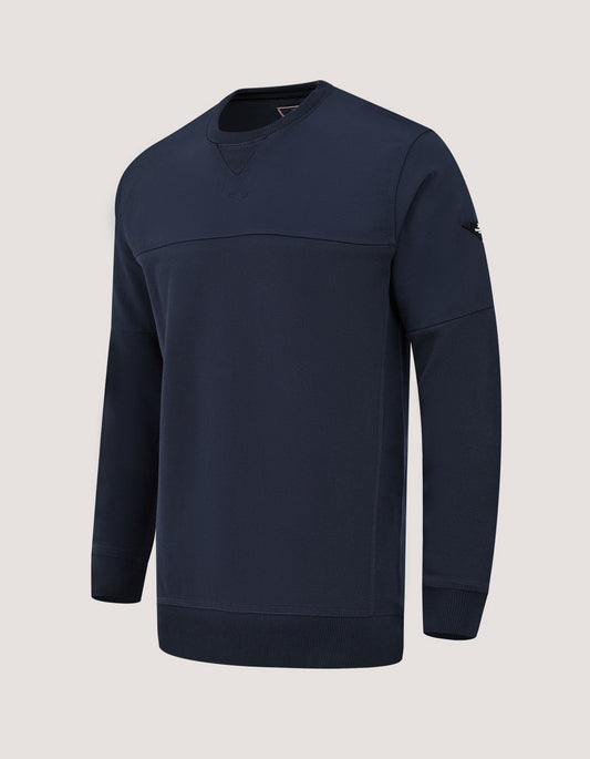 Sweat-shirt ras du cou texturé en jacquard bleu marine