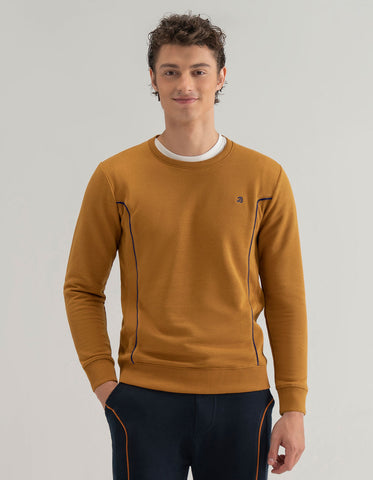 Sweat-shirt ras du cou moderne moutarde