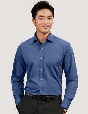 Chemise habillée bleu moyen facile à repasser